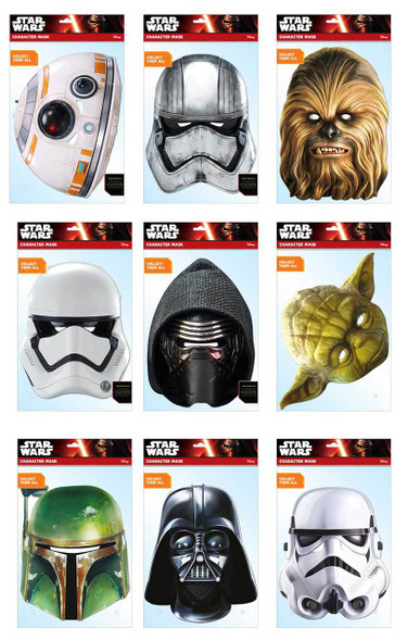 Star Wars Variety 9 Pack Card Party Masks Star Wars Variety 9 Pack Card Party Masks