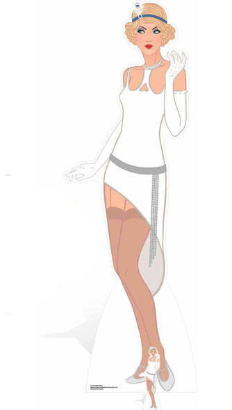 1920s Flapper Girl White Dress Lifesize and Mini Cardboard Cutout