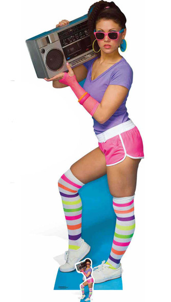 boombox Girl de los años 80, tamaño natural y mini recorte de cartón