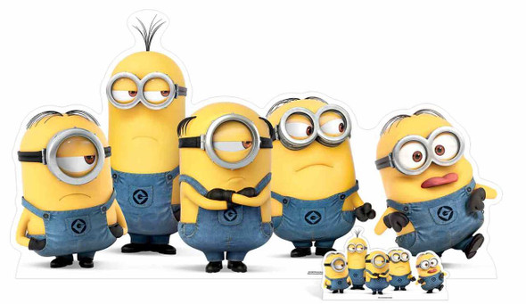 Recorte de cartón con pose de grupo Minions traviesos / Standee / Stand up 