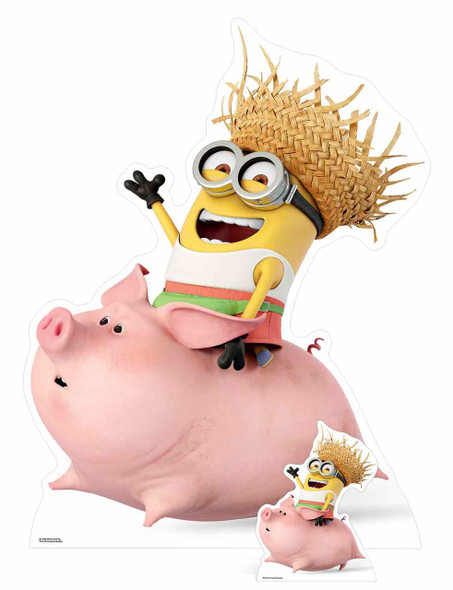 Dave Minion reitet ein Schwein aus Pappe / Standee / Steh auf