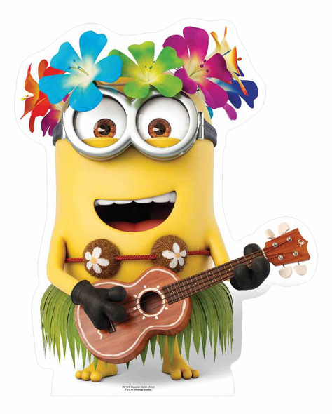 Minion hawaïen avec guitare Mini découpe en carton / voyageur voyageur / debout 