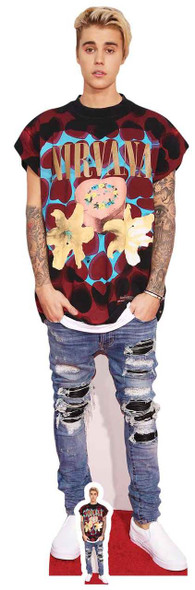 Justin Bieber gescheurde jeansstijl levensgrote kartonnen uitsnede