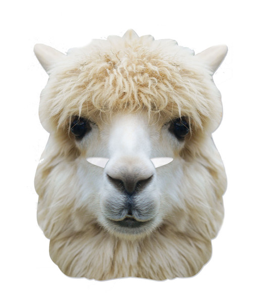 Mascarilla de fiesta con tarjeta 2d de animal alpaca