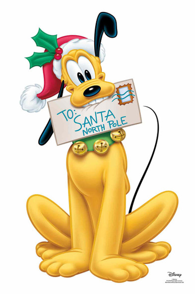 Pluto met brief aan Santa Christmas officiële Disney kartonnen uitsnede 