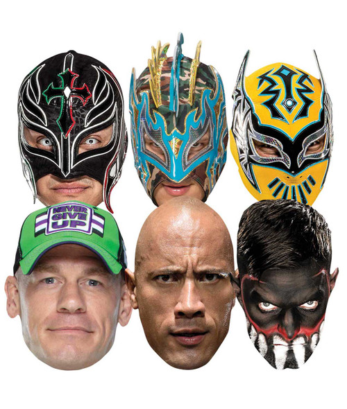 WWE Wrestlers Official 2D Card Party Face Masks Variety 6 Pack