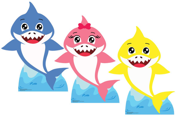 Baby Sharks Set mit 3 Pappaufstellern/Aufstellern 