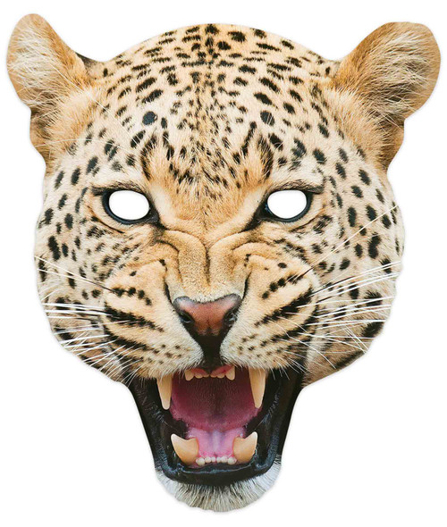 Máscara de fiesta de una sola tarjeta de animal 2d de leopardo