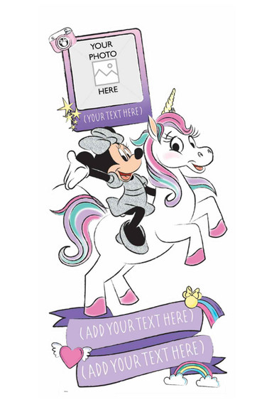 Recorte de cartón fotográfico personalizado de Minnie Mouse y Unicornio - Frente