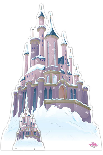 Découpe en carton du château de Noël d'hiver des princesses Disney / stand-up