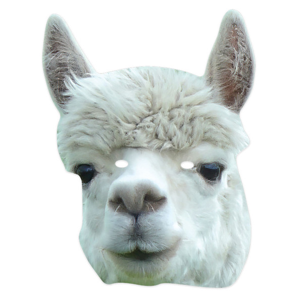 Alpaca 2D Animal Single Card Party Mask