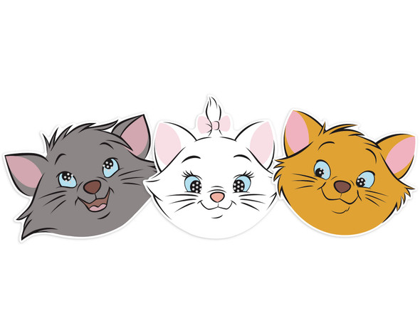 Die Aristocats, offizielle Disney Partymasken mit 2D-Karten, 3er-Pack
