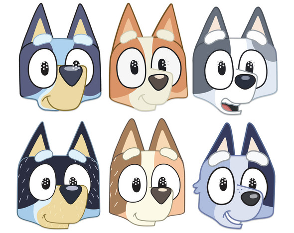 Bluey Official Variety 2D Card Party Face Masks Pack of 6