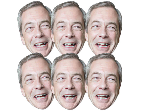 Nigel Farage British Politician Card Party Face Masks Pack of 6
