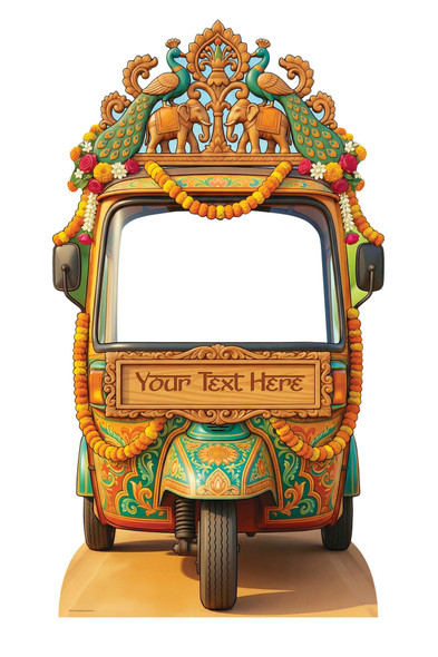 Personalised Wedding Tuk Tuk Rickshaw Cardboard Backdrop Stand In