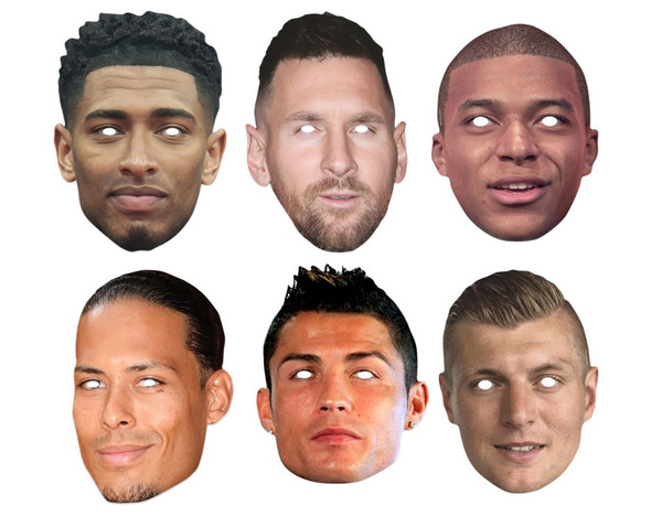 World Champion Footballers Variety Card Party Masks 6 Pack