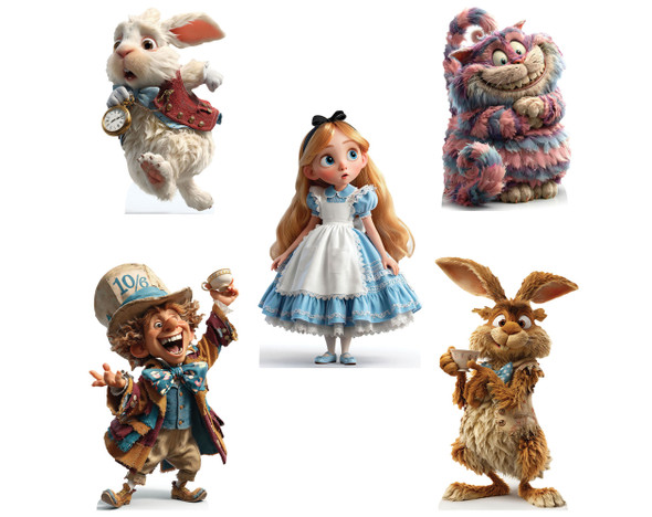  Wonderland Tea Party Cardboard Cutouts Set of 5