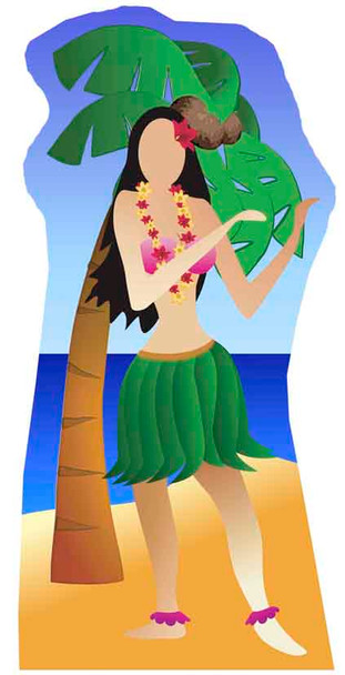Suplente de Hula Girl (fiesta en la playa) - Recorte de cartón de tamaño natural/persona de pie