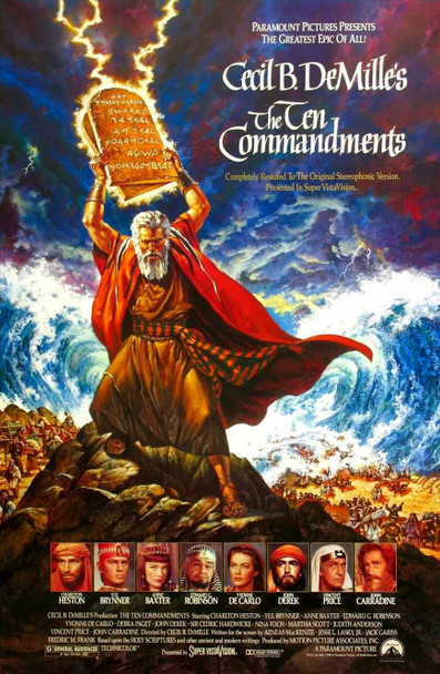 Affiche de cinéma originale des dix commandements (réédition 1989)