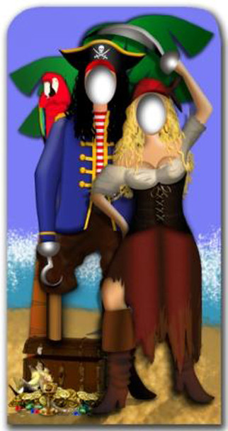Couple de pirates remplaçant - découpe en carton grandeur nature / voyageur debout