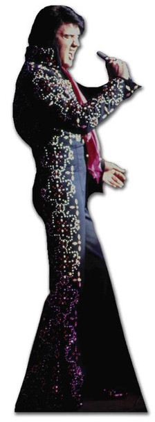 Elvis Singing Wearing Black Jump Suit cardboard cutout