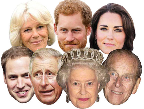 Royal Family Gesichtsmasken - 5-20 Stück Set Für Krönungspartys, Mottopartys & Kostüme (König Charles, Kate, William & Mehr)