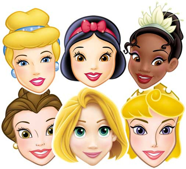 Lot de 6 masques de princesse Disney