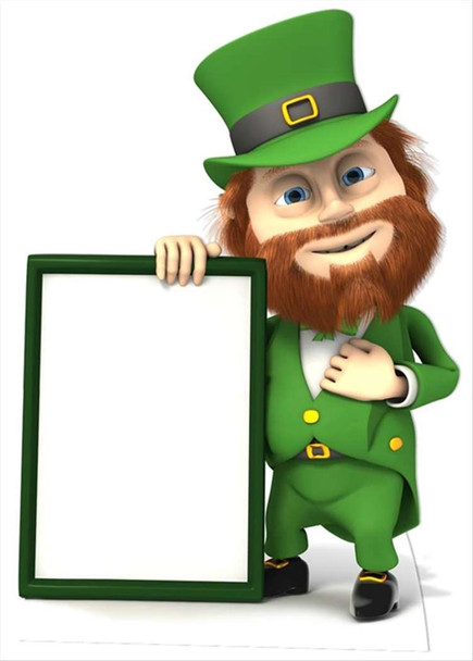 Leprechaun holding St Patrick's day sign Lifesize Cardboard Cutout