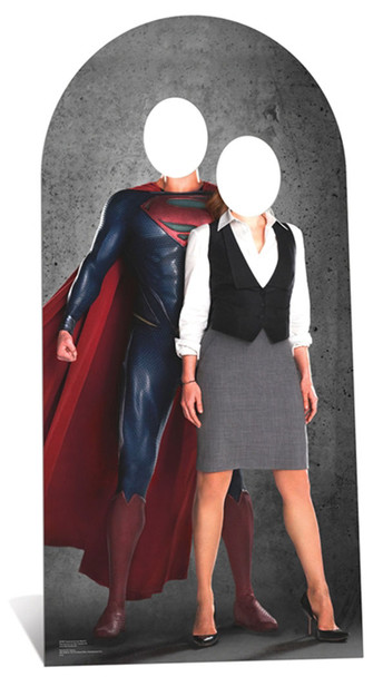 Superman and Lois Lane Stand in Cardboard Cutout