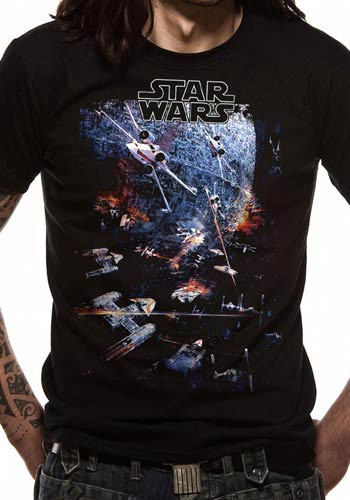 Star Wars Death Star X-Wing and Tie Fighter Space Battle Official Unisex T-Shirt