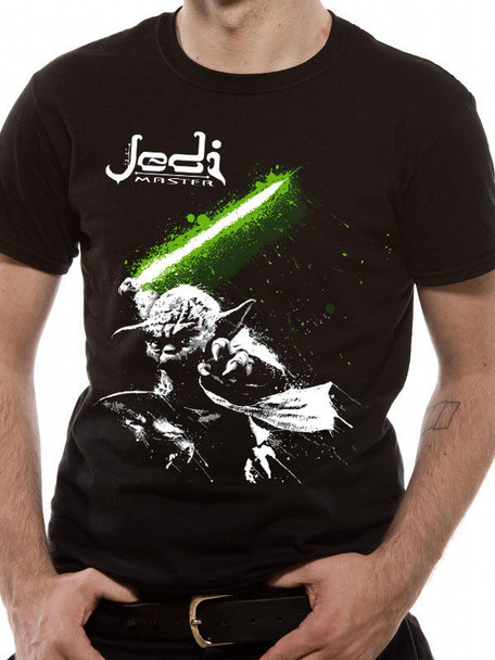 Yoda with Glowing Green Lightsaber Official Star Wars Unisex T-Shirt