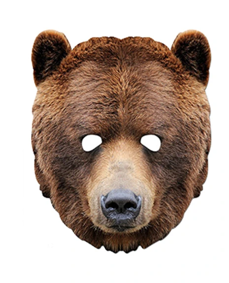 Grizzly Brown Bear Animal Card Party Face Mask