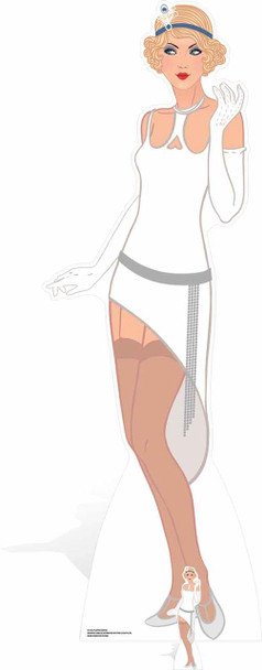 Flapper Girl White Dress Cardboard Cutout