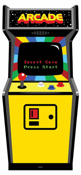 découpe de carton de jeu d'arcade vidéo couleur des années 1980