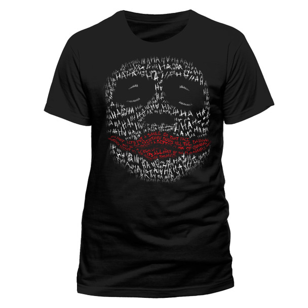 Batman Dark Knight The Joker Ha Ha Face Official Unisex Black T-Shirt 
