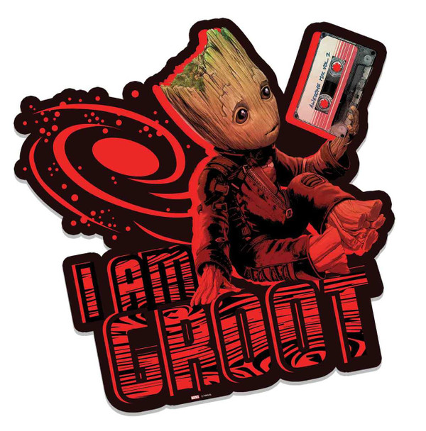 Baby Groot tenant une superbe mixtape Les Gardiens de la Galaxie Vol. 2 Art mural découpé en carton effet 3D