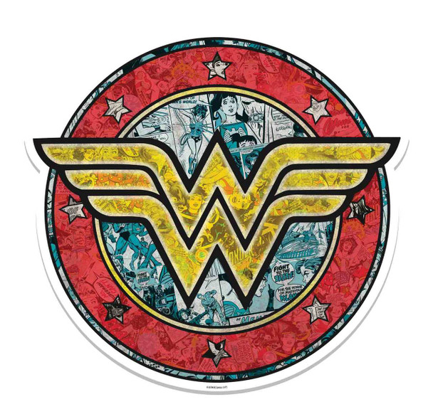 Vinilo pared recorte de cartón efecto 3d Logotipo de escudo de Mujer Maravilla
