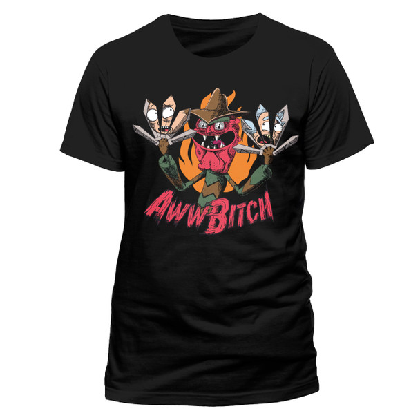 Rick and Morty Aww Bitch Official Black Unisex T-Shirt