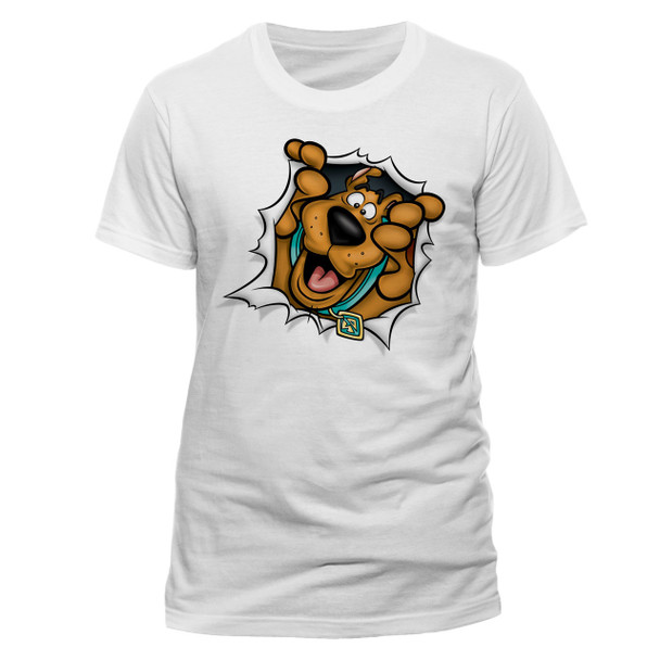Scooby-Doo Rip Through Official Unisex White T-Shirt Front