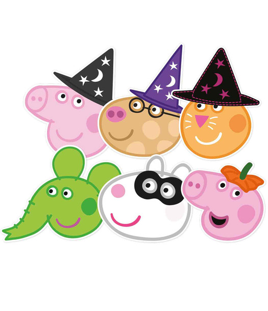 Peppa Pig et ses amis Halloween 2D Card Party Face Mask Variety Lot de 6 