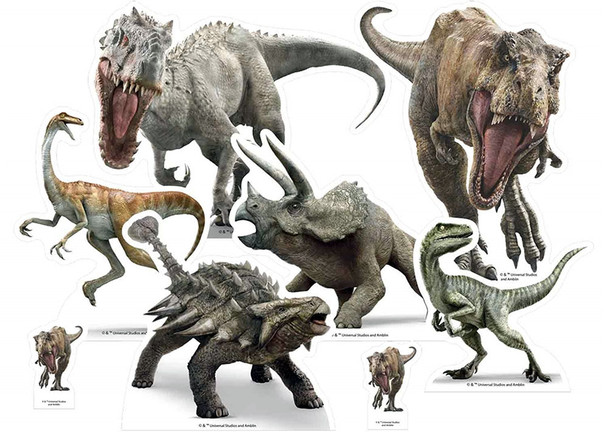 Recortes de cartón de mesa de dinosaurios de Jurassic World