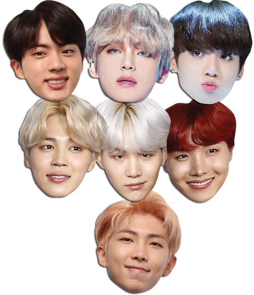 BTS Bangtan Boys 2D Card Party Face Masks Variety Pakke med 7