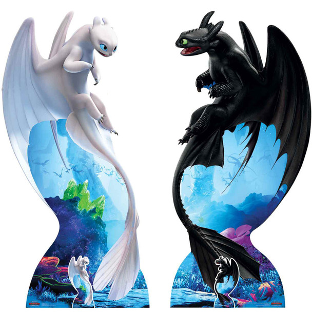 Toothless and Light Fury from How to Train Your Dragon 3 Official Cardboard Cutout - Set of 2