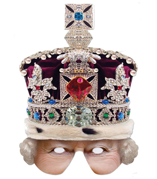 Queen with Crown Single 2D Card Party Half Face Mask