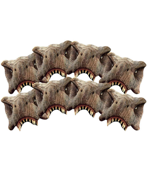 Tyrannosaurus Rex Jurassic World 2D Card Party Half Face Mask Pack of 8 