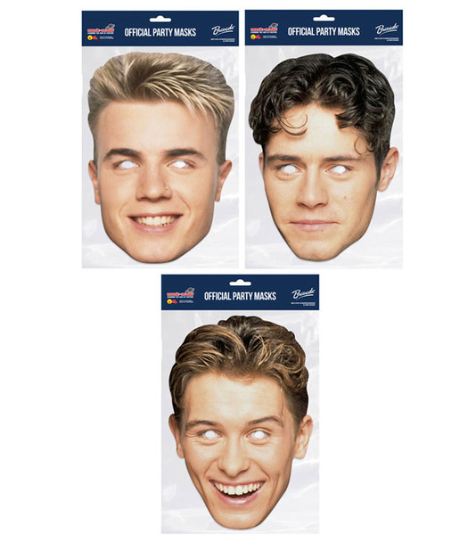Take That Retro Style Official 2D Card Party Face Masks Variety 3 Pack