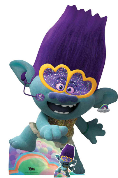 Branche chantant la tournée mondiale officielle des trolls découpe en carton grandeur nature