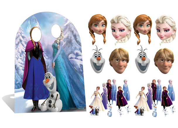 Frozen Partypakket met kartonnen standaard, maskers en tafelbladen