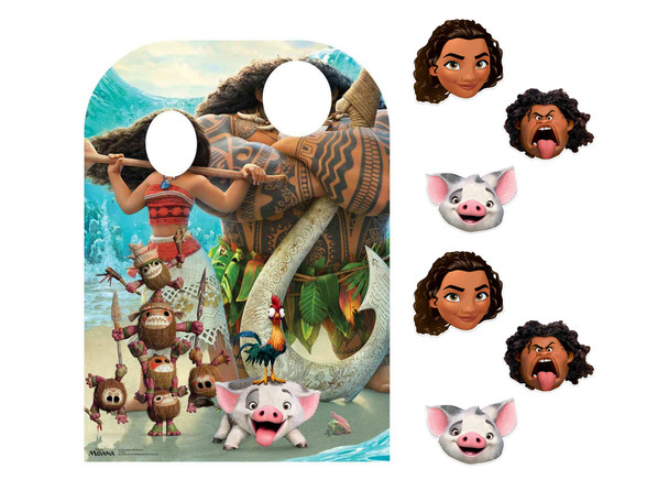 Moana Party Pack Oficial Disney Stand de Cartón y Máscaras