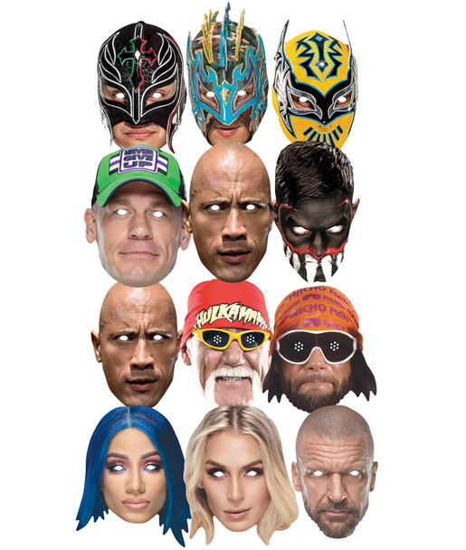 WWE Wrestlers Official 2D Card Face Masks Bumper Party Variety 12 Pack